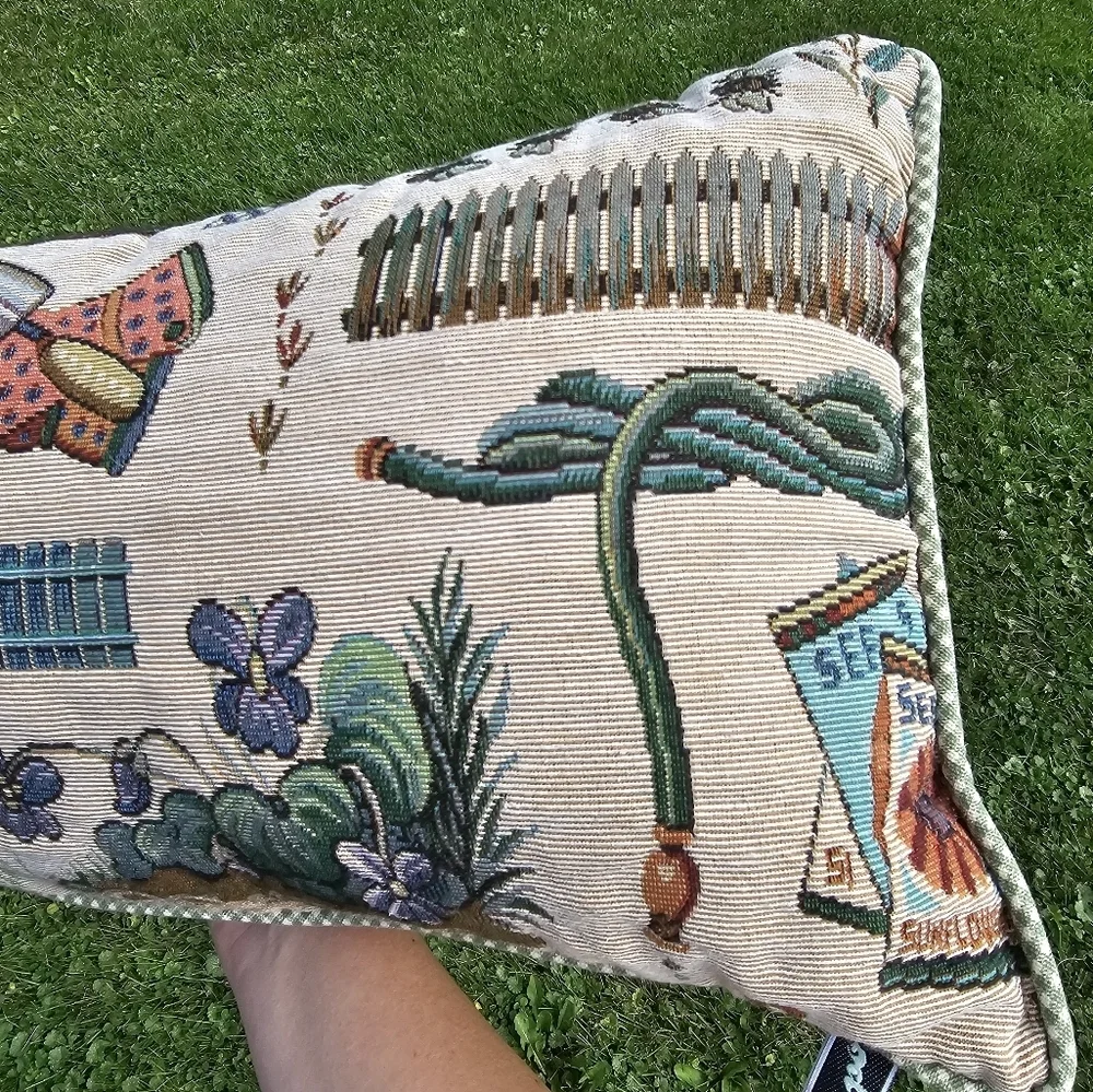 Newport Pillow ~ Rectangular Gardening Plants Seeds Vintage